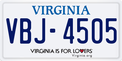 VA license plate VBJ4505