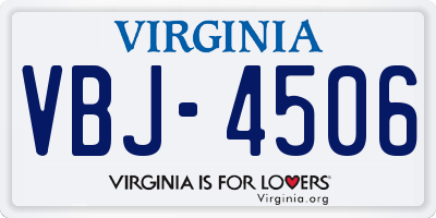 VA license plate VBJ4506
