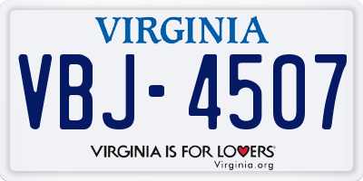 VA license plate VBJ4507