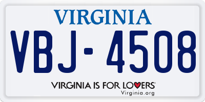 VA license plate VBJ4508