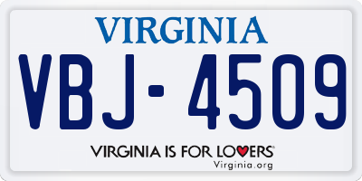 VA license plate VBJ4509