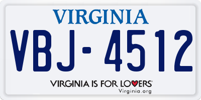 VA license plate VBJ4512