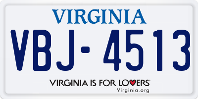 VA license plate VBJ4513