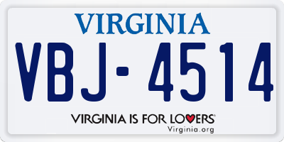 VA license plate VBJ4514