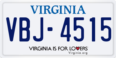 VA license plate VBJ4515