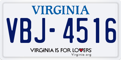VA license plate VBJ4516