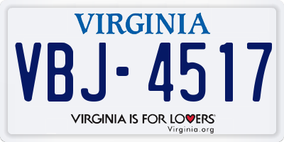 VA license plate VBJ4517