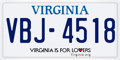 VA license plate VBJ4518
