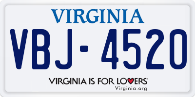 VA license plate VBJ4520