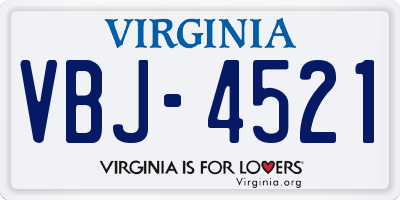 VA license plate VBJ4521