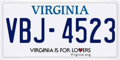 VA license plate VBJ4523