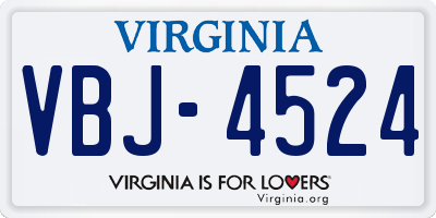 VA license plate VBJ4524