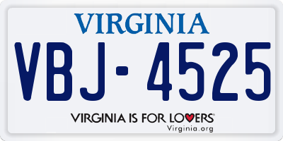 VA license plate VBJ4525