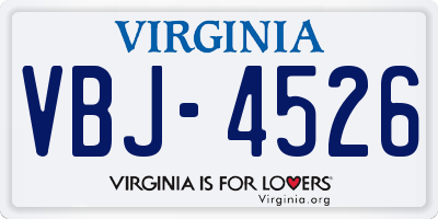 VA license plate VBJ4526