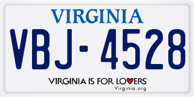 VA license plate VBJ4528