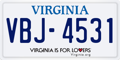 VA license plate VBJ4531