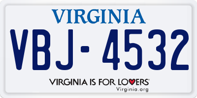 VA license plate VBJ4532