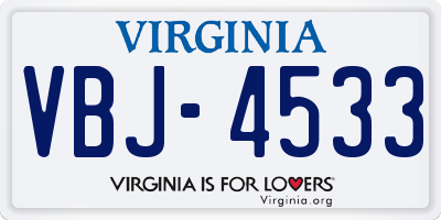 VA license plate VBJ4533