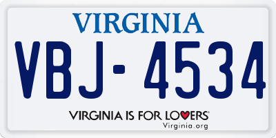 VA license plate VBJ4534