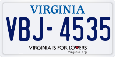 VA license plate VBJ4535