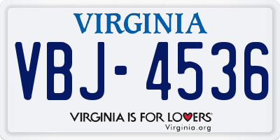 VA license plate VBJ4536