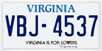 VA license plate VBJ4537