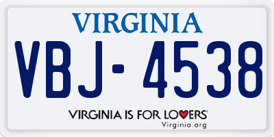 VA license plate VBJ4538
