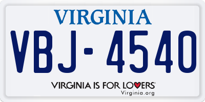 VA license plate VBJ4540