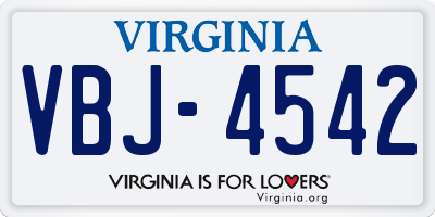VA license plate VBJ4542