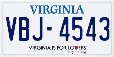 VA license plate VBJ4543