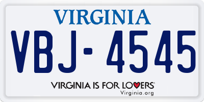 VA license plate VBJ4545