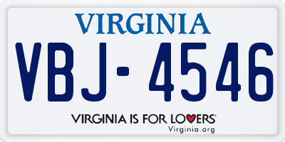 VA license plate VBJ4546