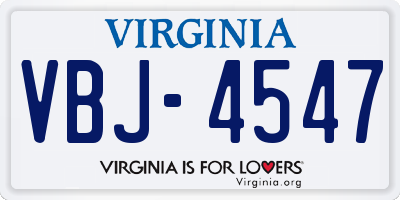 VA license plate VBJ4547