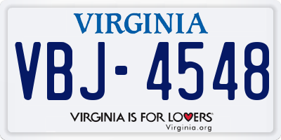 VA license plate VBJ4548