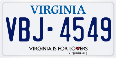 VA license plate VBJ4549