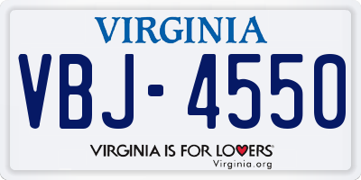 VA license plate VBJ4550