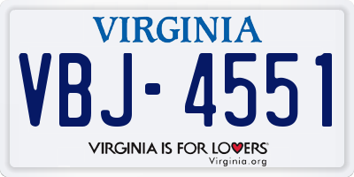 VA license plate VBJ4551