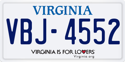 VA license plate VBJ4552