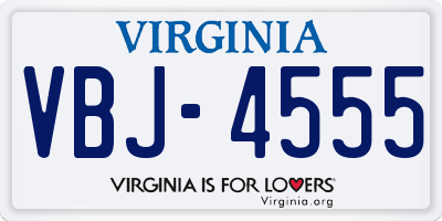 VA license plate VBJ4555