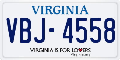 VA license plate VBJ4558