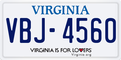 VA license plate VBJ4560