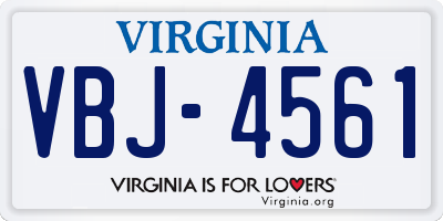 VA license plate VBJ4561