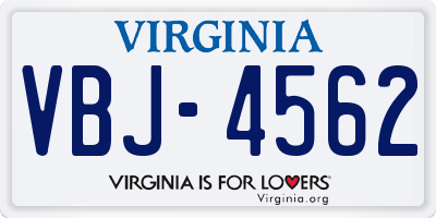 VA license plate VBJ4562