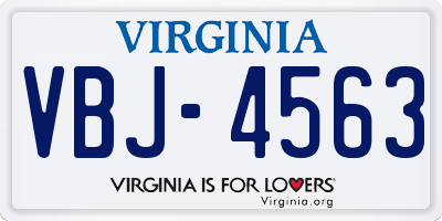 VA license plate VBJ4563