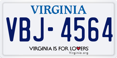 VA license plate VBJ4564