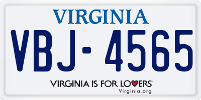 VA license plate VBJ4565