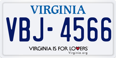 VA license plate VBJ4566