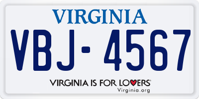 VA license plate VBJ4567