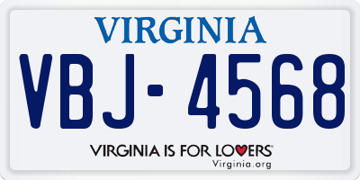 VA license plate VBJ4568