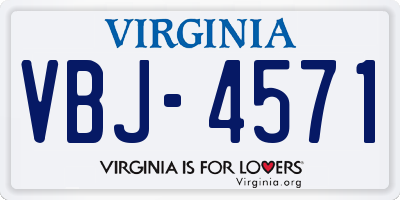 VA license plate VBJ4571
